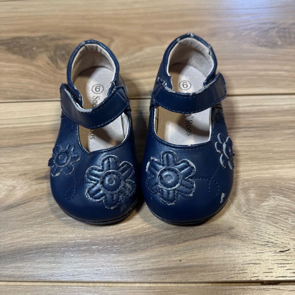 Sneak a Roo Baby 6 Navy Squeaker Mary Jane Shoes Floral Playwear Cottagecore